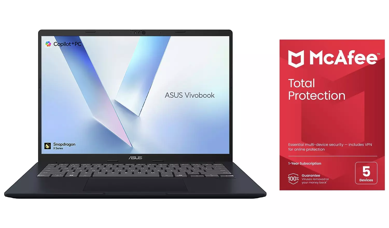 ASUS Vivobook 14 14in Snapdragon 16GB 512GB Laptop Bundle