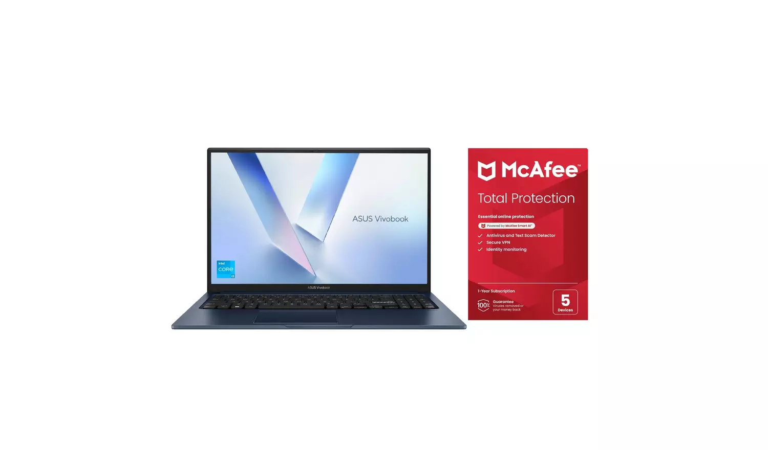ASUS Vivobook 15 15.6in i3 8GB 128GB Laptop Bundle