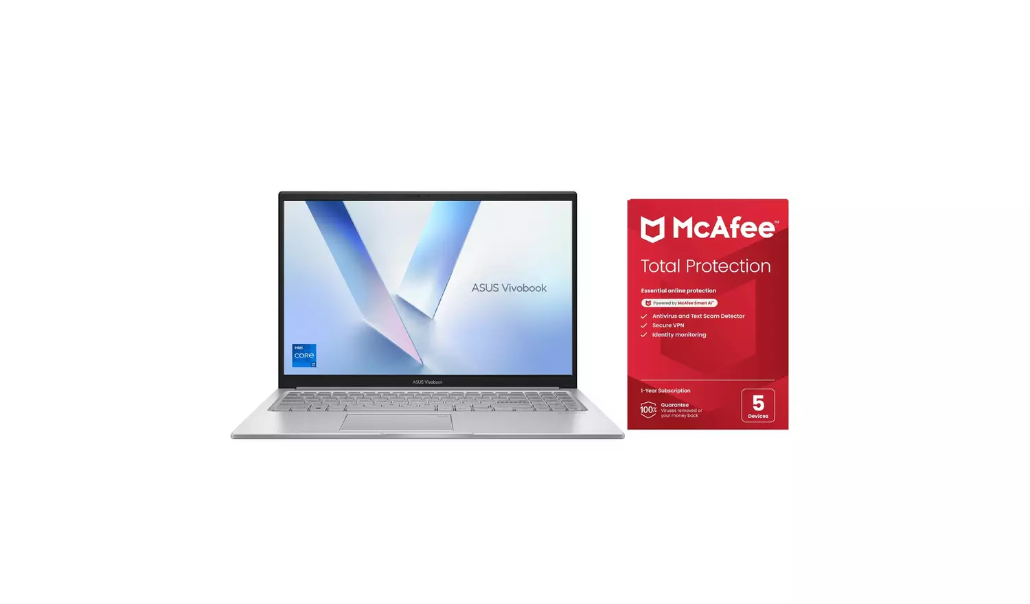 ASUS Vivobook 15 15.6in Core 7 16GB 1TB Laptop Bundle-Silver