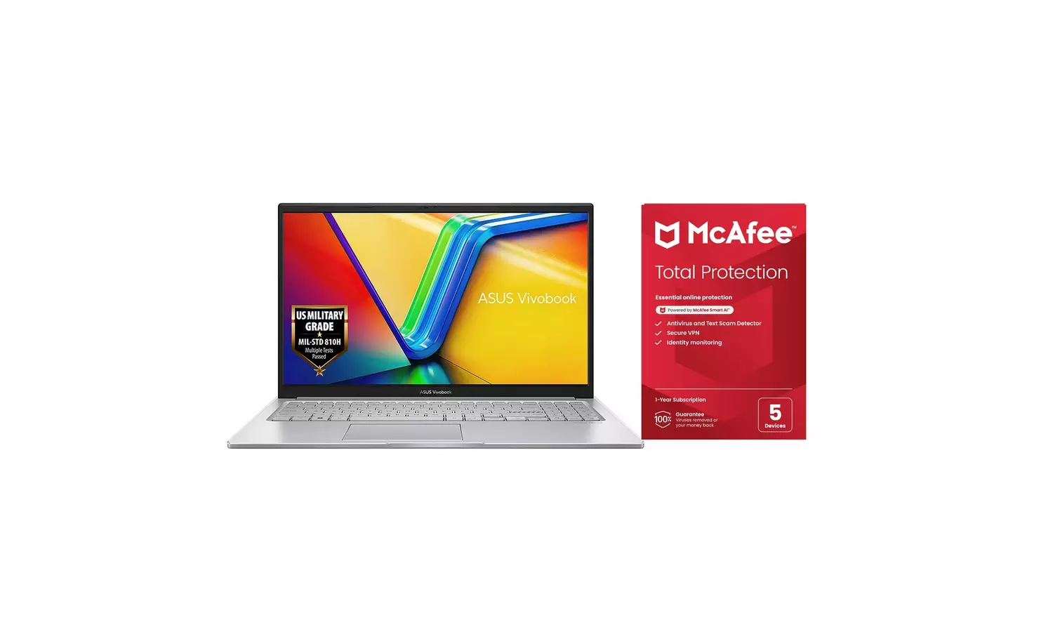 ASUS Vivobook 15 15.6in i3 8GB 512GB Laptop Bundle - Silver