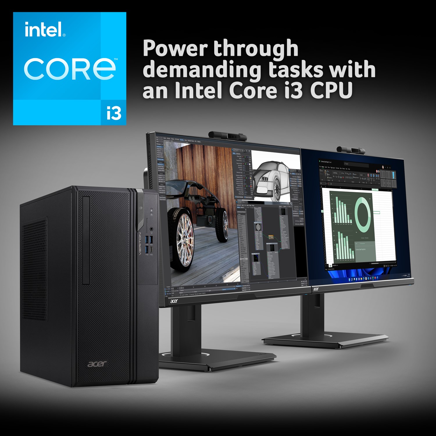 Acer Veriton 2000 Mid Tower Intel Core i3-14100 8GB RAM 256GB SSD Windows 11 Pro Desktop PC - Image 3