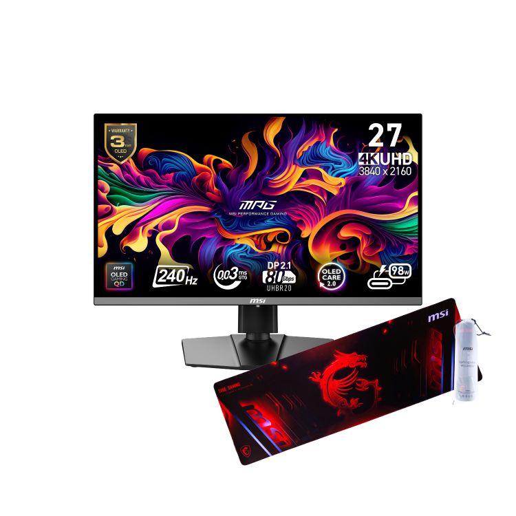 MSI MPG 272URX QD 27" QD-OLED 4K UHD 240Hz 0.03ms Gaming Monitor