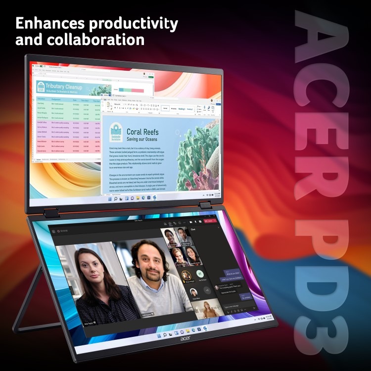 Acer PD193QE Dual 18.5" IPS Full HD 100Hz Foldable Portable Monitor - Image 2