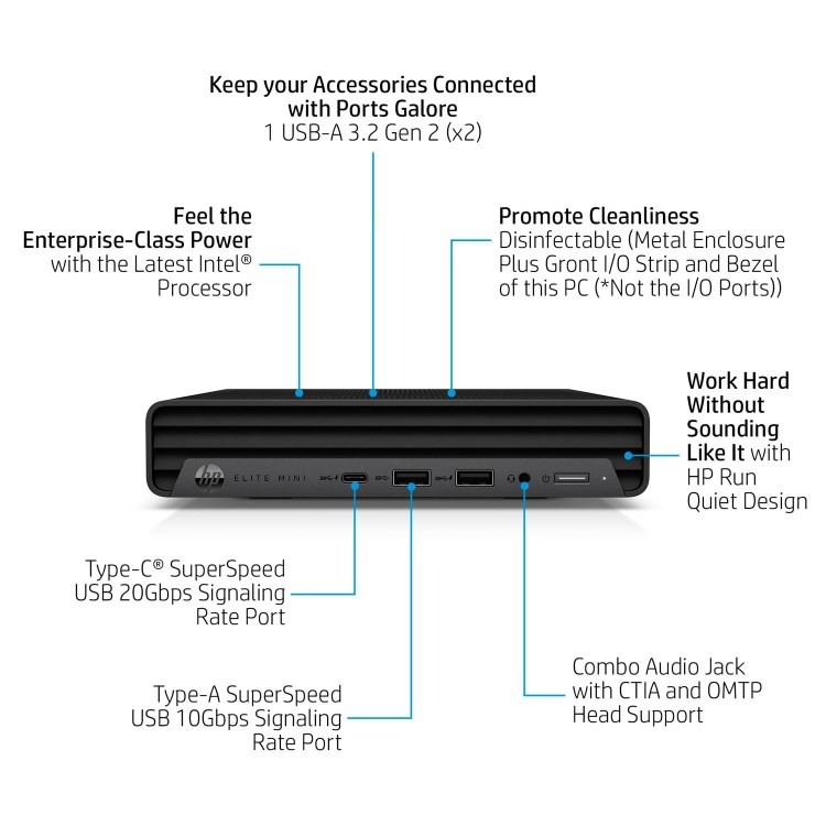 HP Elite Mini 800 G9 Intel Core i5-12500T 8GB RAM 256GB SSD Windows 11 Pro Mini PC - Image 4